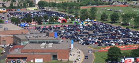 Full parking lot at National Sports Center